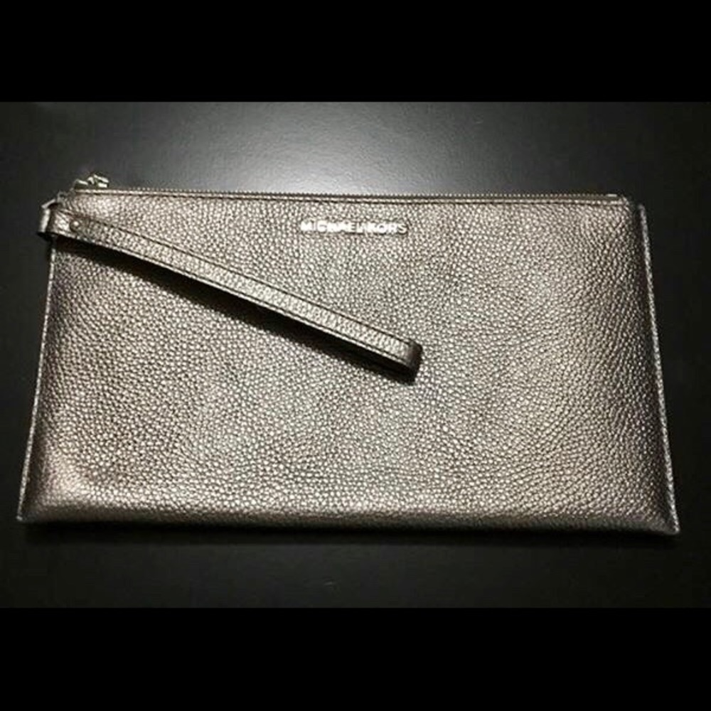 Michael Kors Metallic Silver Wristlet